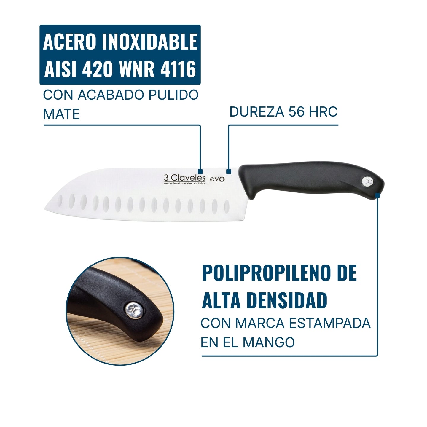 Cuchillo 3 Claveles Santoku Cocina Verduras Set De Tres – DICAS